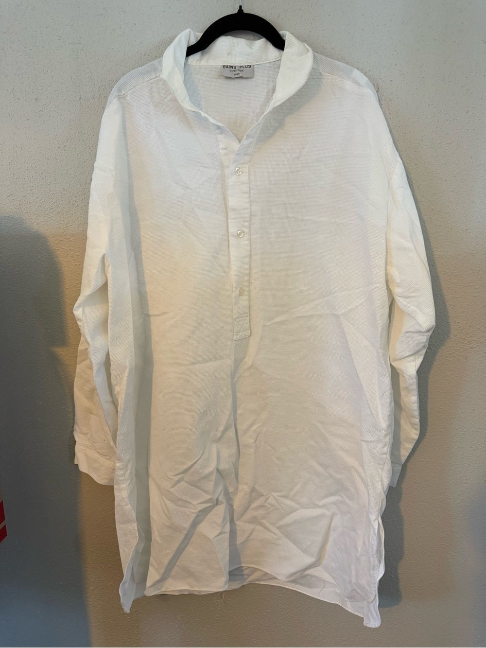 Bains Plus White Long-Sleeve Popover Shirt